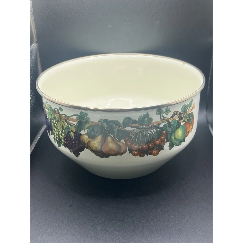 Vtg‎ Tabletops Unlimited Large Vitroceramic Metal Enamel Bowl - Gas, Electric